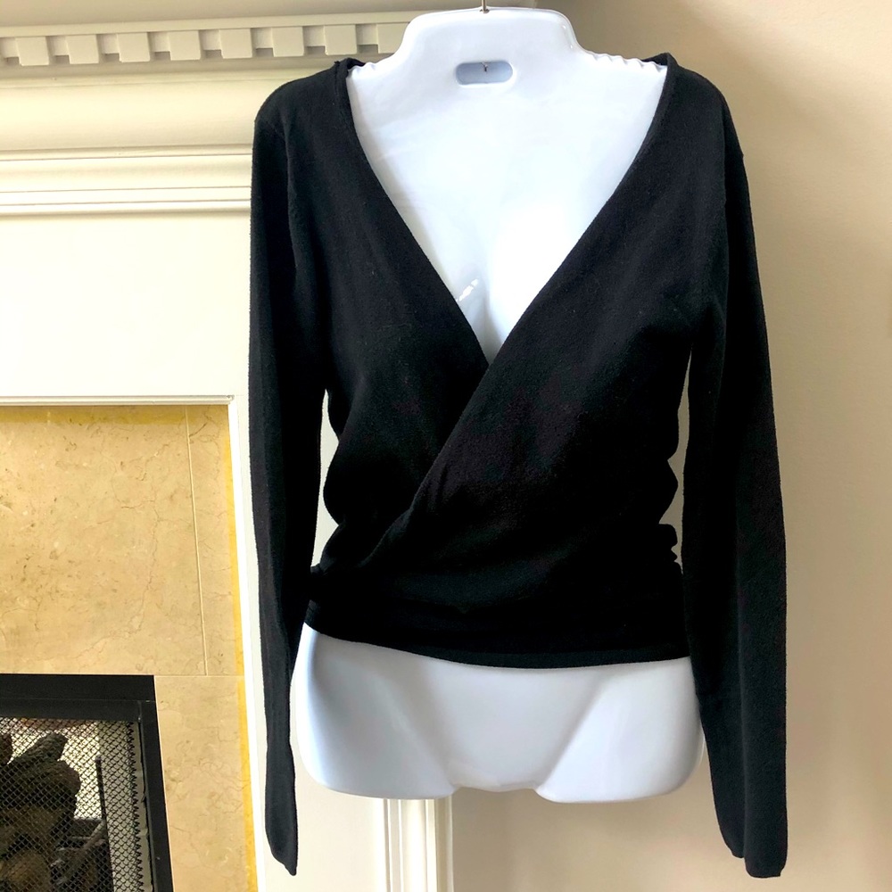 Unnati black wrap tie waist jersey sz S